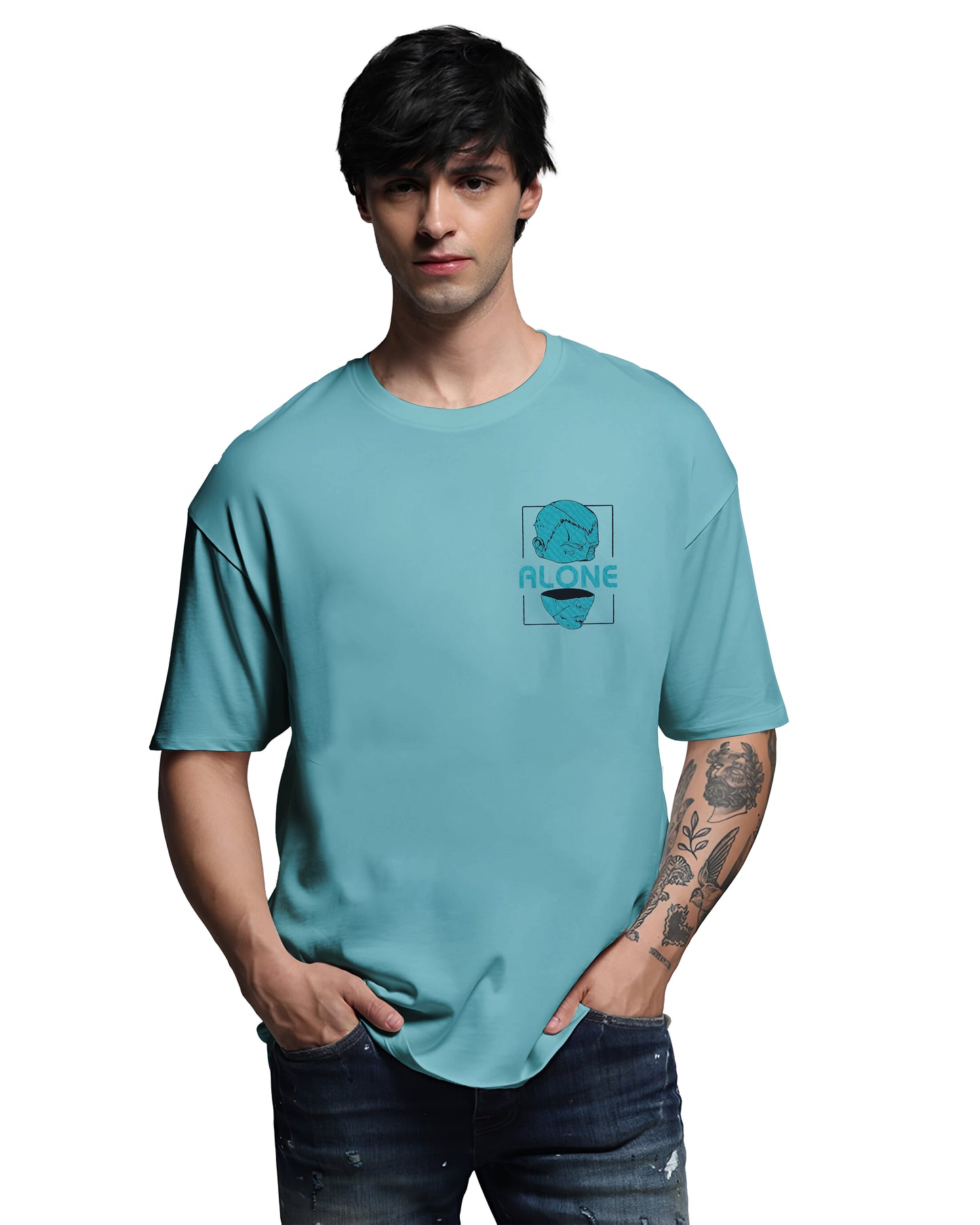 Down Shoulder Printed T-Shirt
