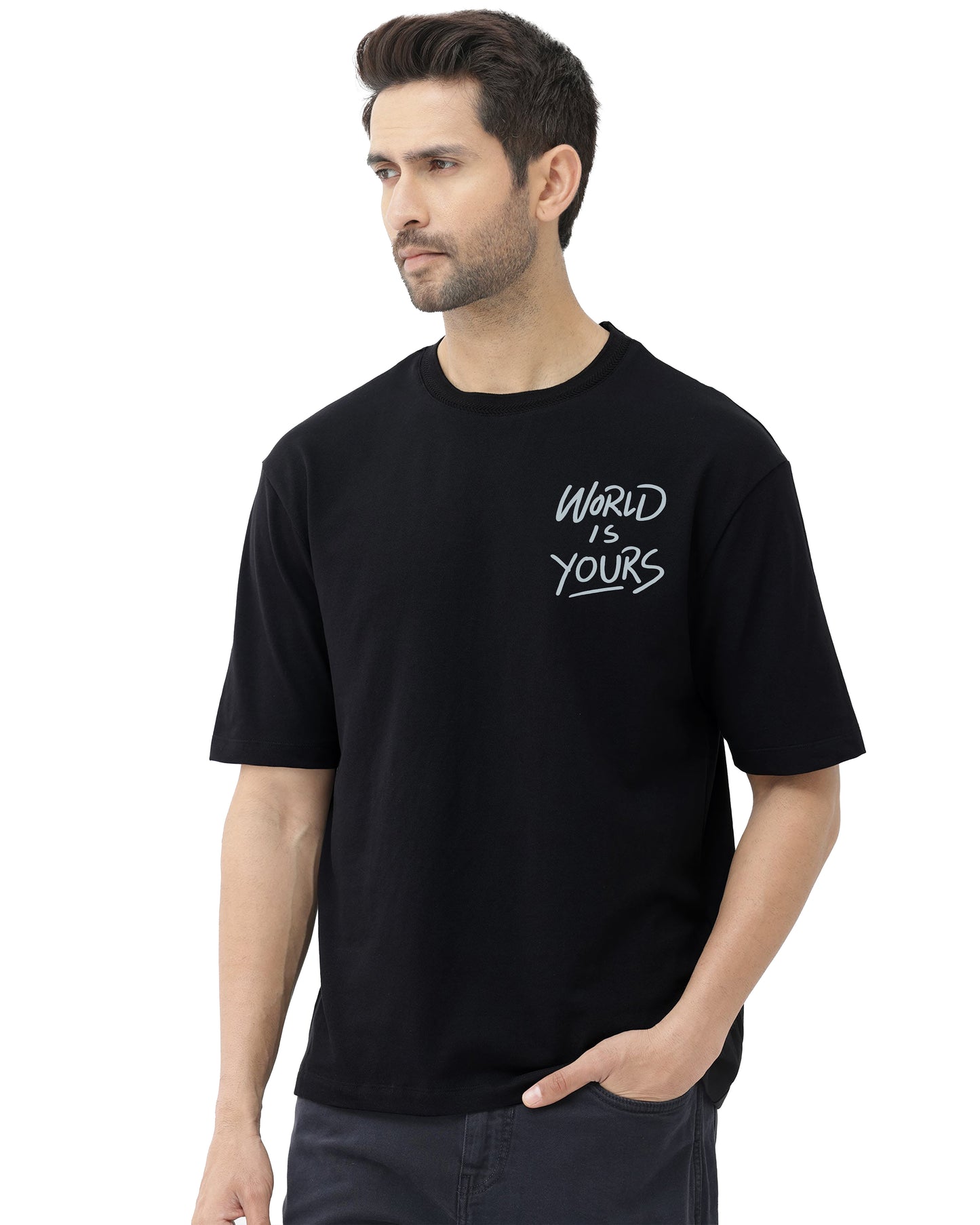 Down Shoulder Printed T-Shirt